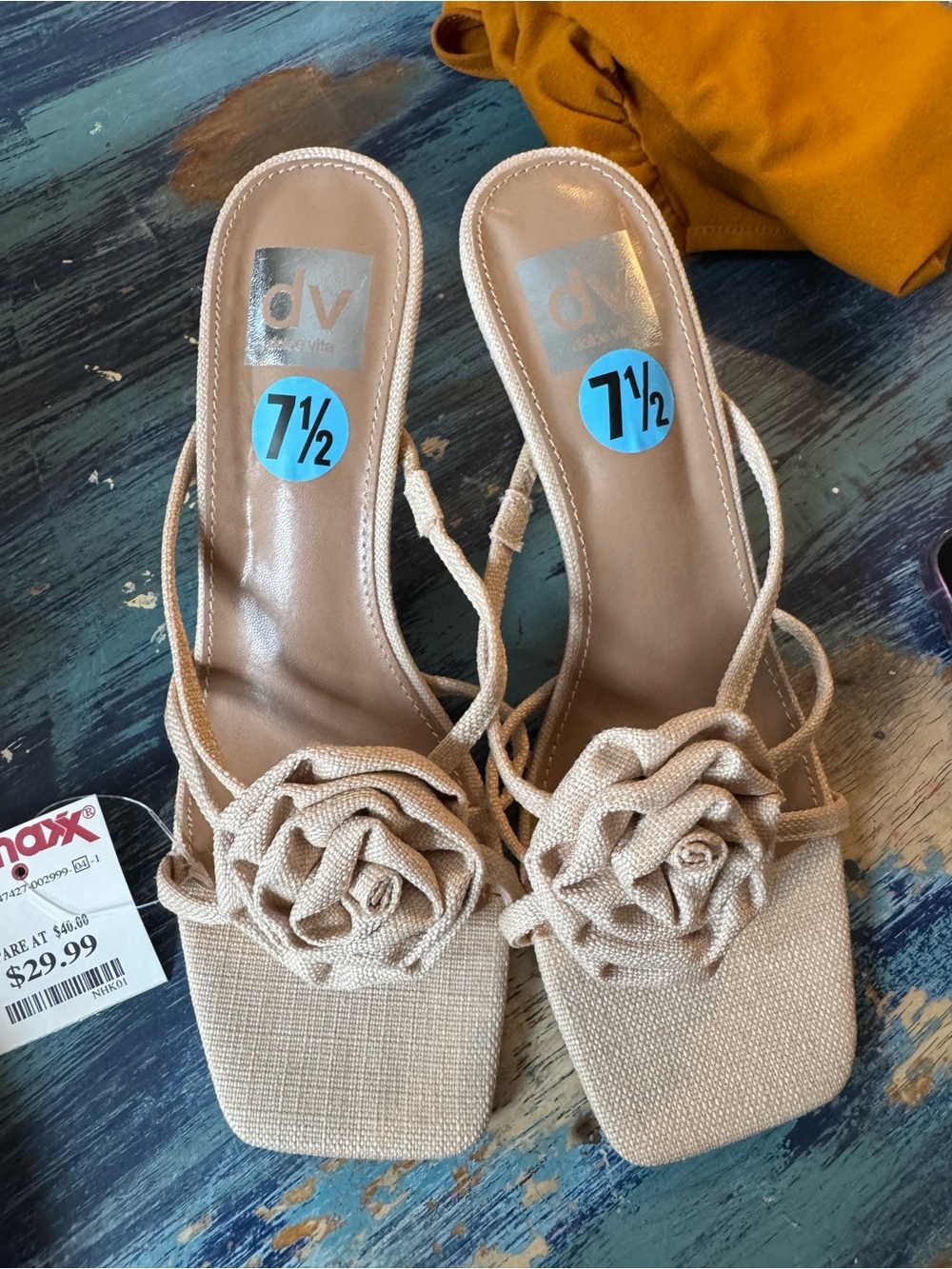 DV by Dolce Vita Nude Floral Strap Heeled Sandals